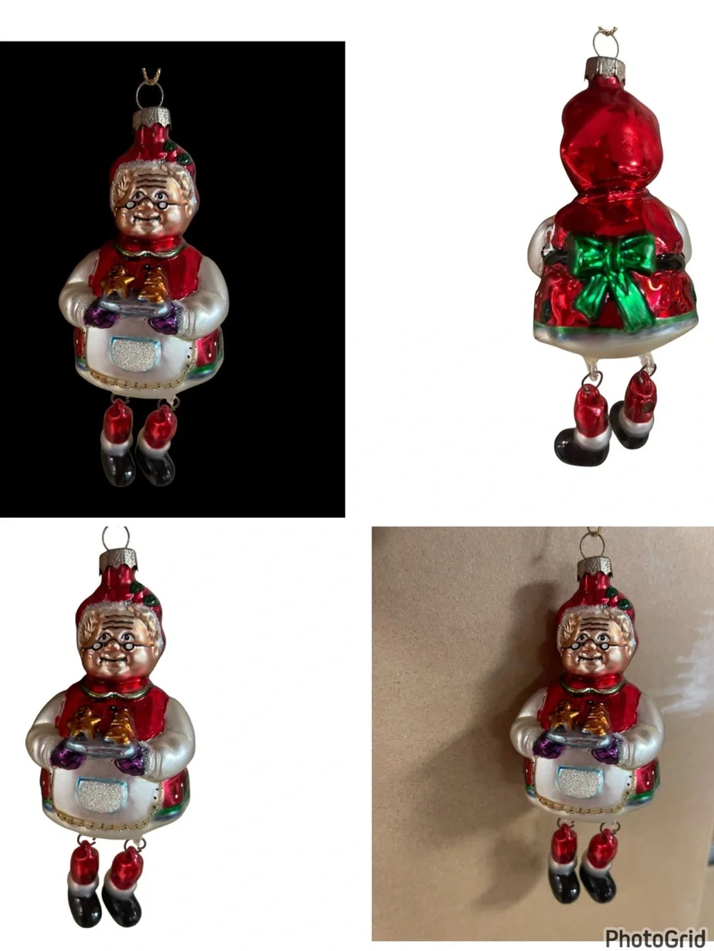2002 Thomas Pacconi Blown-Glass Hand Painted Ornament Mrs Claus Dangle Legs Vntg